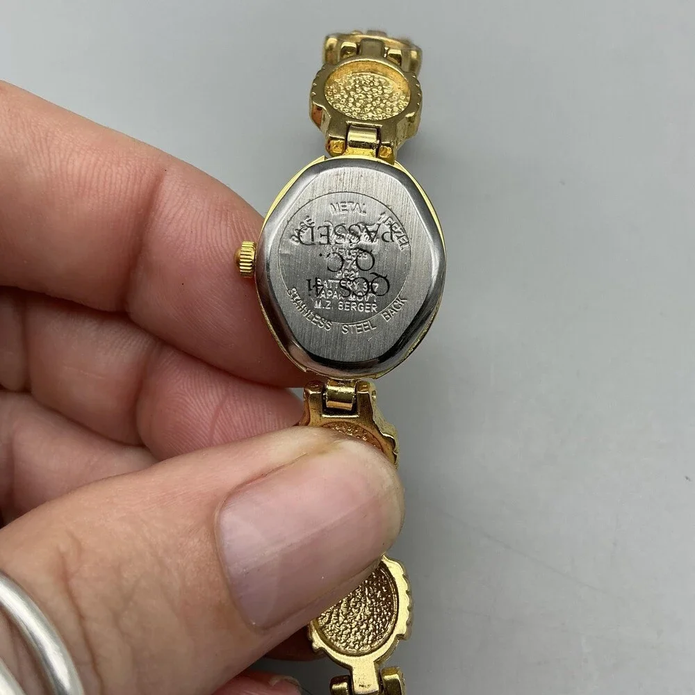 Vintage Vanity Fair Womens Watch 16mm Abalone Scarab Band New Battery 7.25